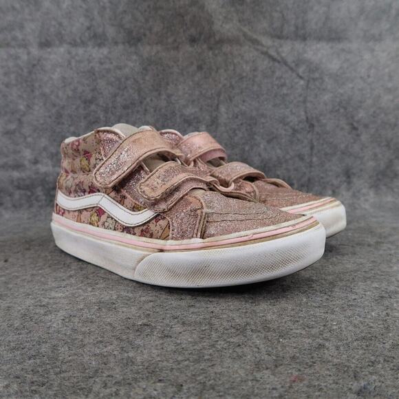 Vans Shoes Kids 3 Sneakers Sk8 Hi Skate Casual Double Strap Glitter Ice Cream - Picture 1 of 14